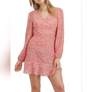 LUSH Bubble Long Sleeve Pink Cut out dress